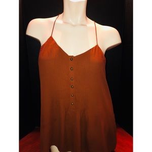 Chocolate brown spaghetti strap button down top
